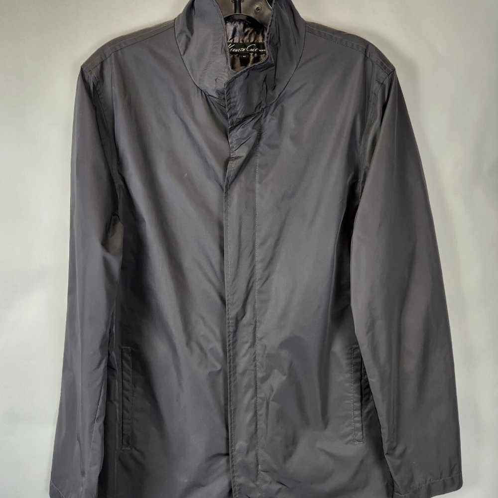 Kenneth Cole Men's Charcoal Windbreaker Above-The-Knee Coat Jacket, Size Small